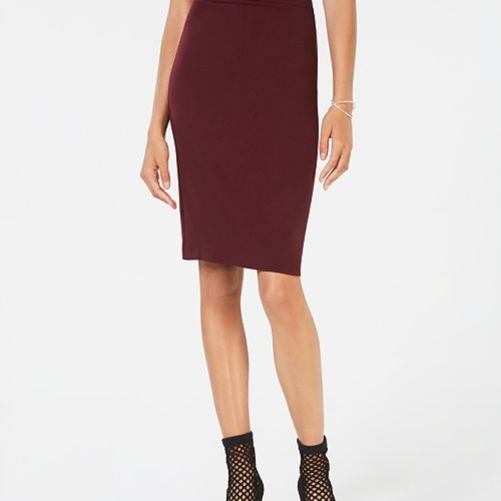 INC Pull On Burgundy Pencil Skirt